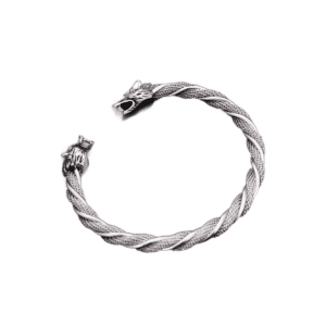 Bracelet viking tête de loup acier