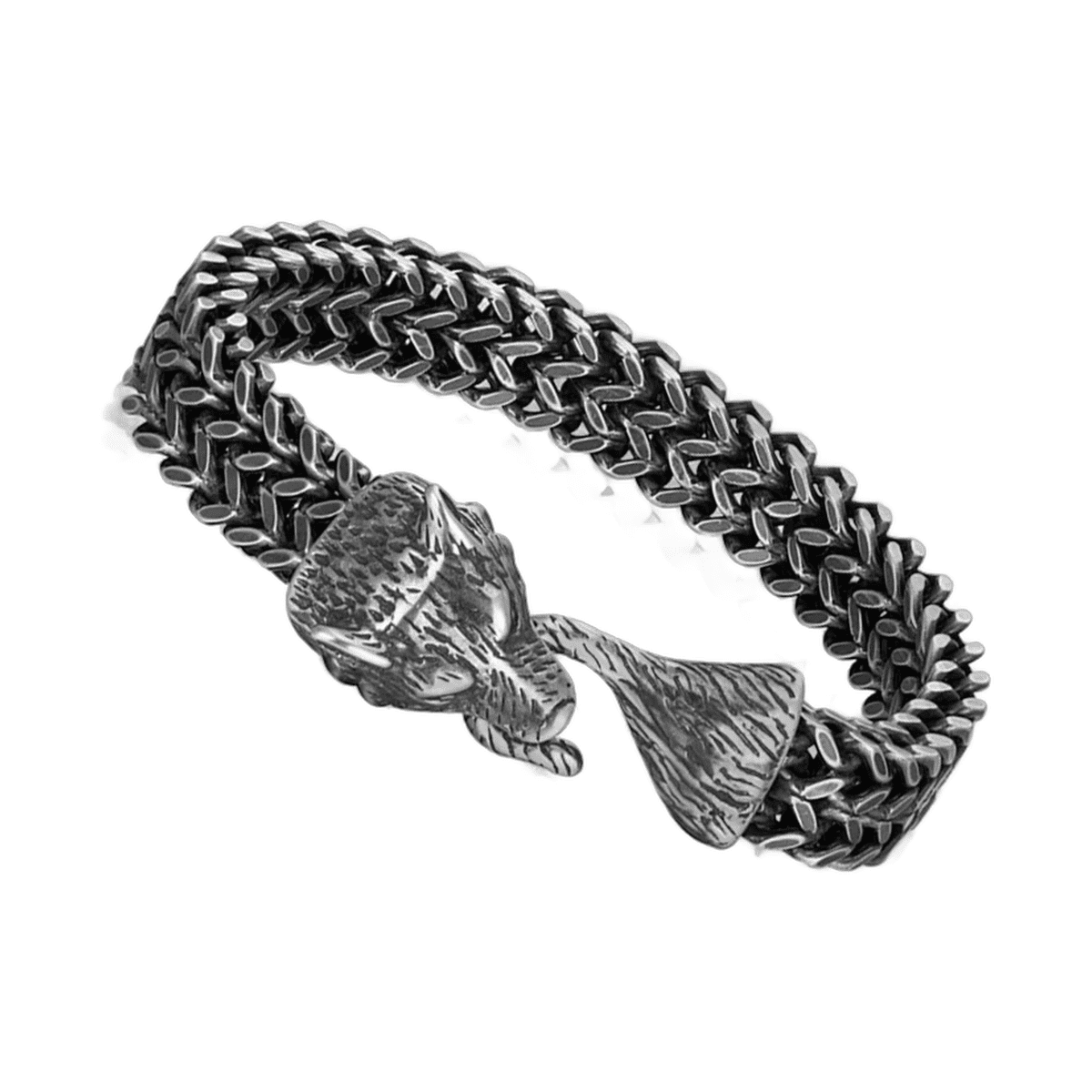 Bracelet homme tête de loup acier inoxydable – Image 2