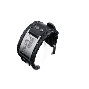 Bracelet cuir tissé large Rune Viking Tomahawk