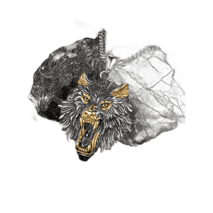 Collier loup Odin acier inoxydable or