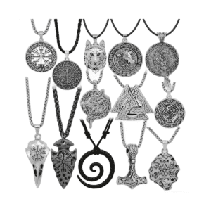 Collier viking boussole en cuir