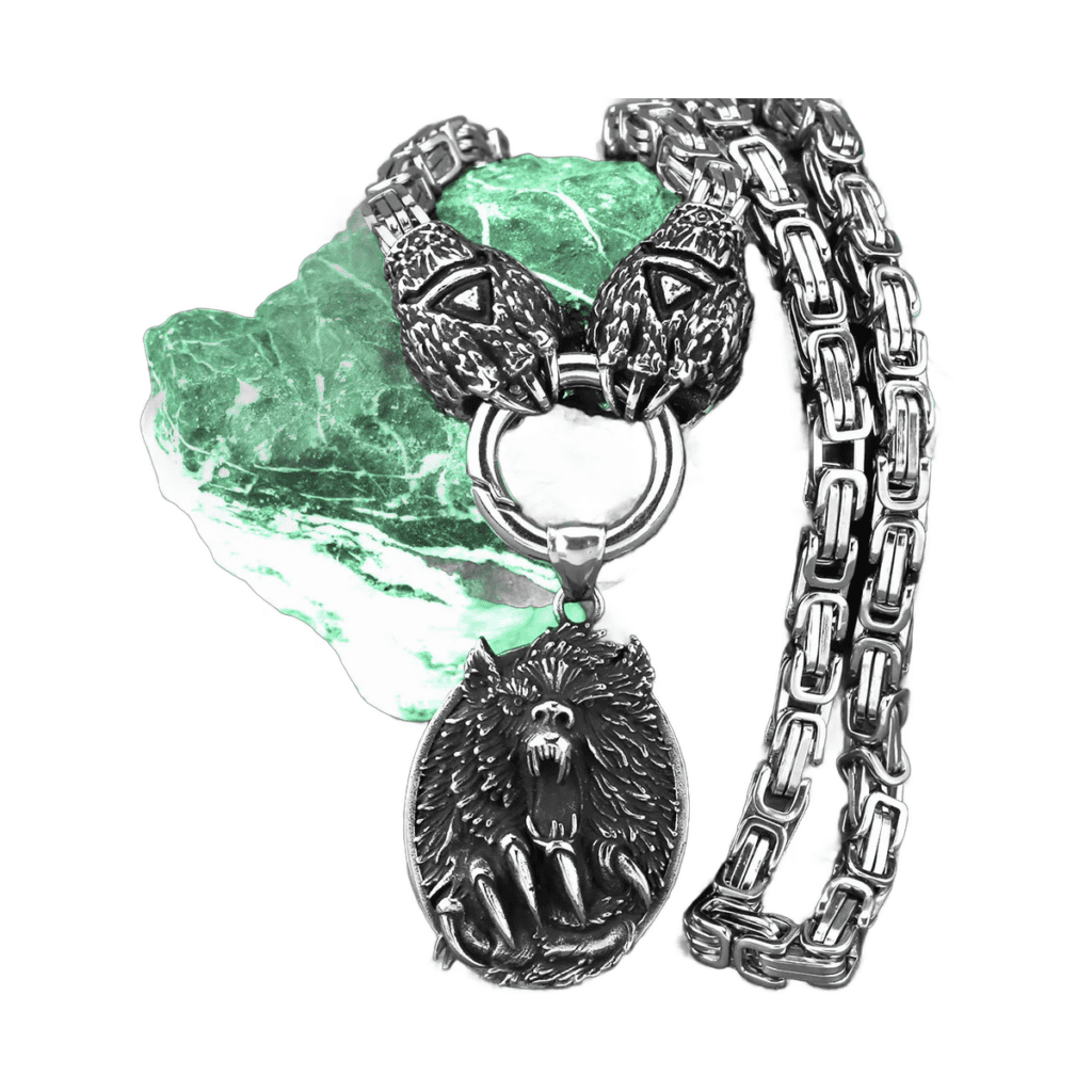 Collier Viking loup acier inoxydable