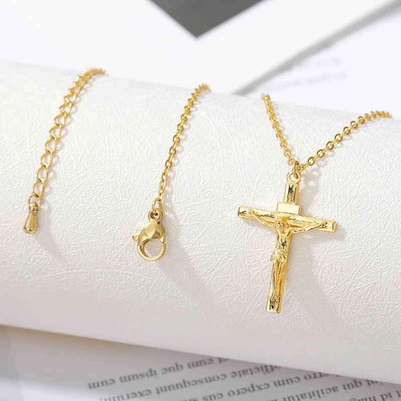 Collier Croix Jésus Acier Inoxydable Homme – Image 4