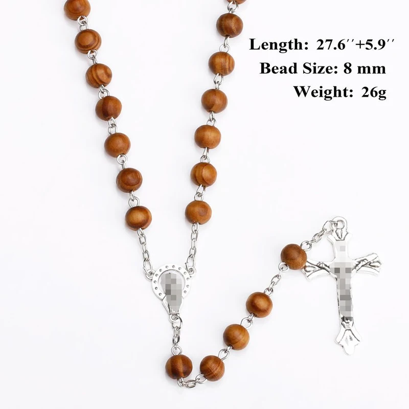 Collier Pendentif Croix Crucifix en Bois Massif – Image 3