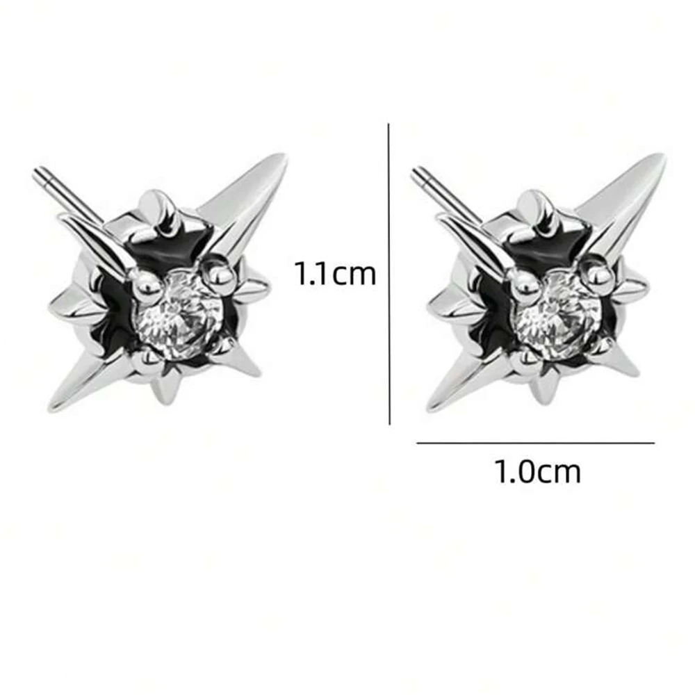 Boucles d'Oreilles Étoile Noire CZ Argent Homme Punk – Image 4
