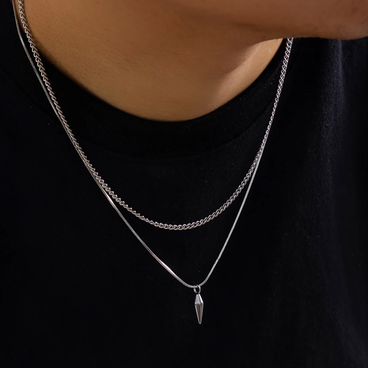 Pendentif Rivets Acier Inoxydable Chaîne Serpent Homme – Image 2
