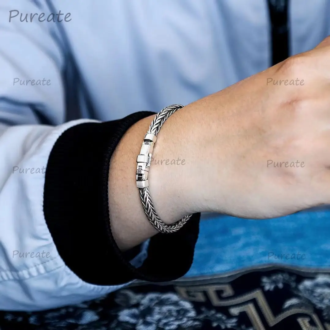 Bracelet argent S925 tressé main, style massif et viril
