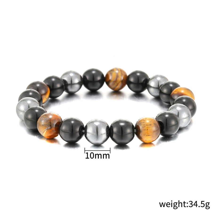Bracelet œil de tigre, hématite, obsidienne noire, protection homme – Image 2