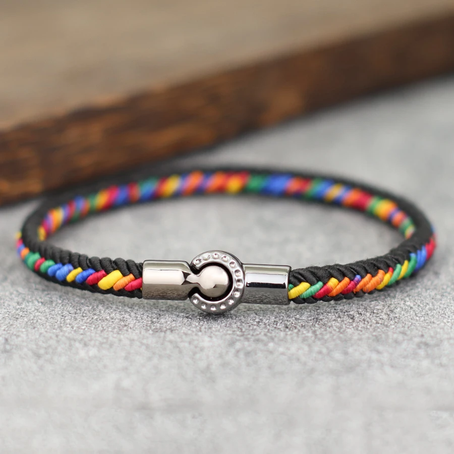 Bracelet corde ethnique fait main, fermoir magnétique, 5 couleurs – Image 2