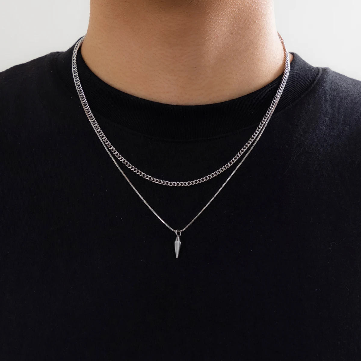 Pendentif Rivets Acier Inoxydable Chaîne Serpent Homme