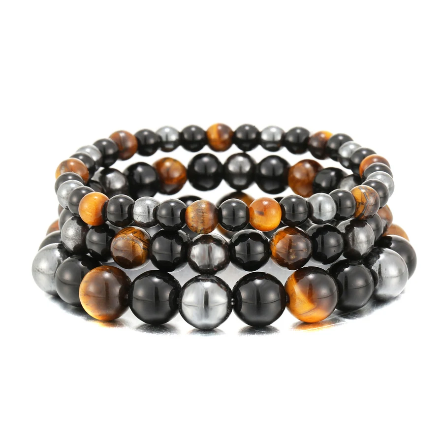 Bracelet œil de tigre, hématite, obsidienne noire, protection homme – Image 3