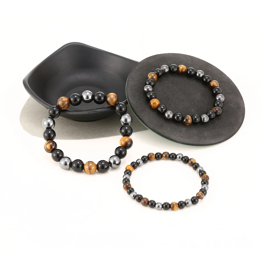 Bracelet œil de tigre, hématite, obsidienne noire, protection homme – Image 4