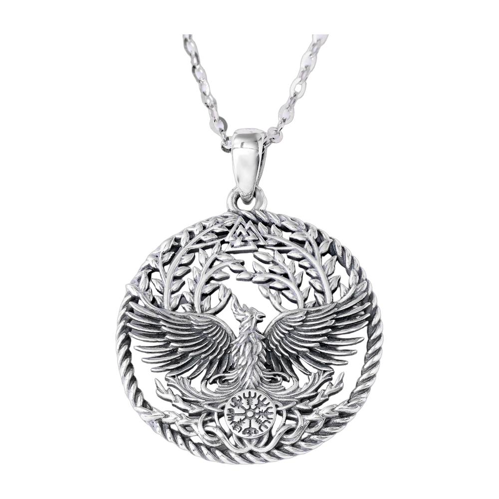 Collier pendentif phénix Viking argent 925