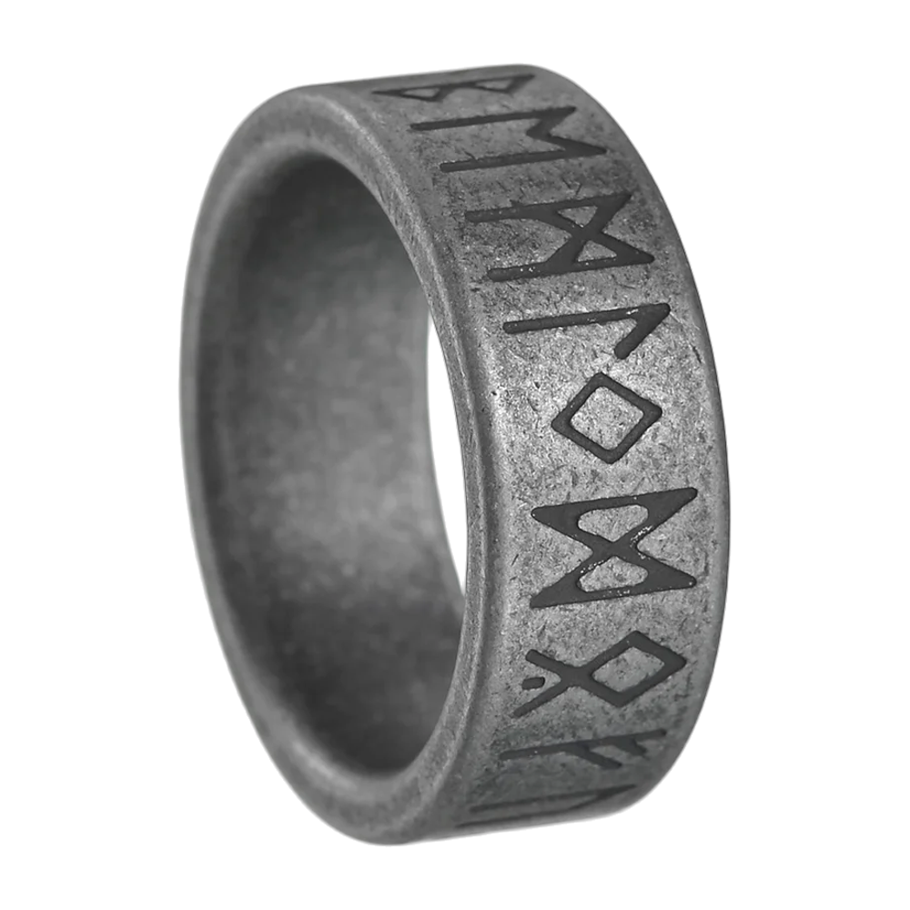Bague rune Odin acier inoxydable homme