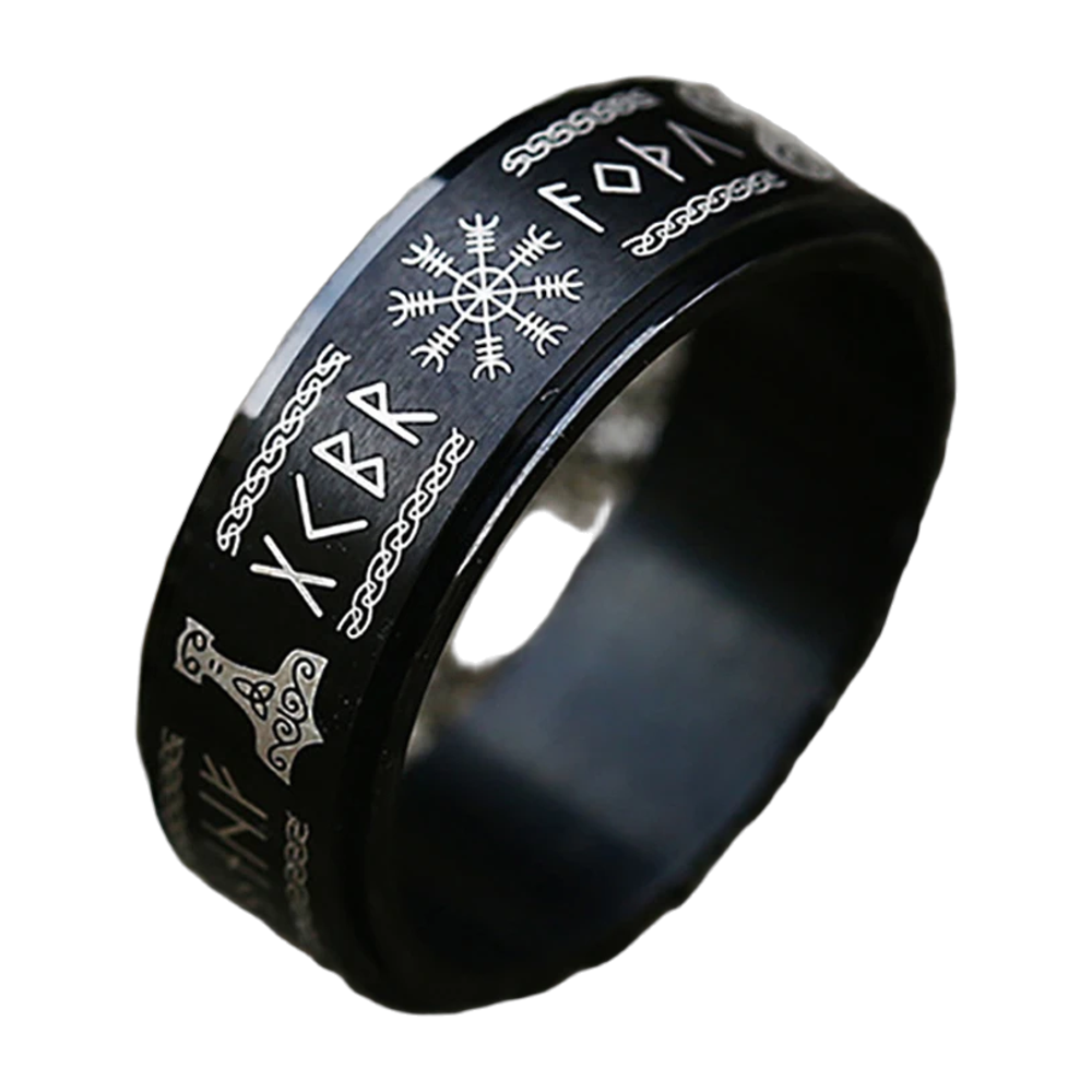Bague Viking Acier Inoxydable Rune Rotative
