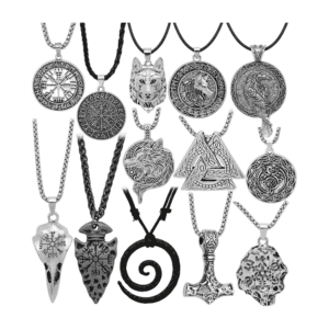 Collier viking boussole en cuir